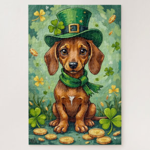 Puzzle Dachshund St Patrick’s Day Chien Chanceux