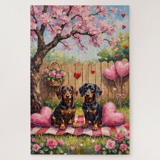 Puzzle Dachshund Valentine’s Day Art (Vertical)