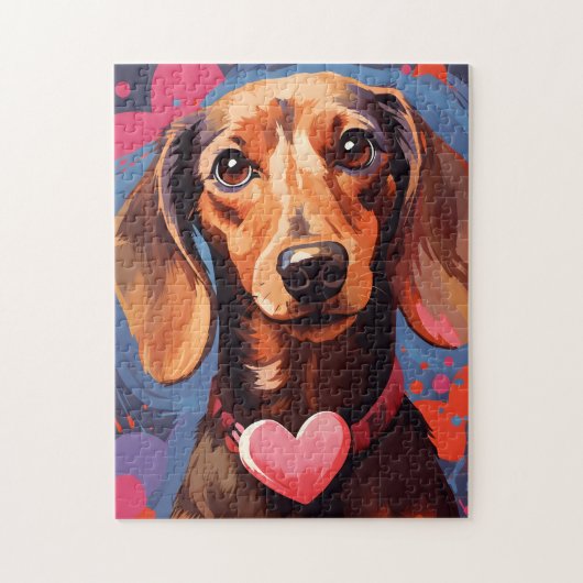 Puzzle Dachshund Valentines jour (Vertical)