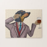 Puzzle Dachshund Wine Snob<br><div class="desc">Dachshund Wine Snob par Fabfunky. Il dispose d'un dachshund bien habillé qui déguste du vin. | 190953D</div>