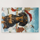 Puzzle Dachshund Winter Wonderland Christmas Joy (Horizontal)