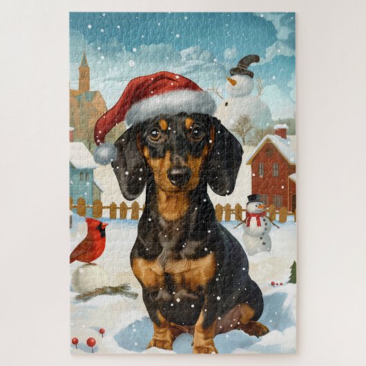 Puzzle Dachshund Winter Wonderland Christmas Joy (Vertical)