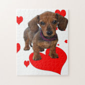 Puzzle Dachsie Dachshund avec les coeurs (Vertical)