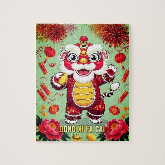 Puzzle d'activité de danse du lion pour enfants (Vertical)