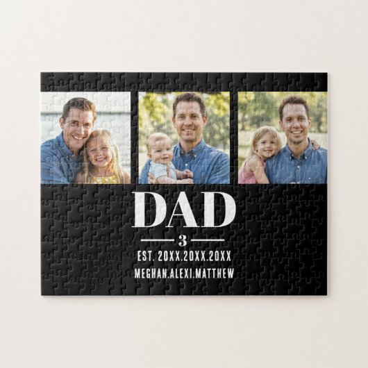Puzzle Dad Est. Year Name Number Bold Font 3 Photo (Horizontal)