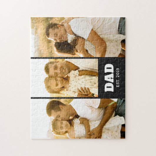 Puzzle Dad Established Bold Text Black 3 Photo (Vertical)