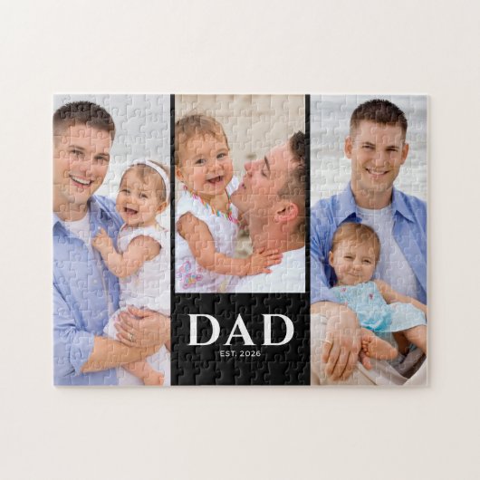 Puzzle Dad Established Modern Black 3 Photo (Horizontal)