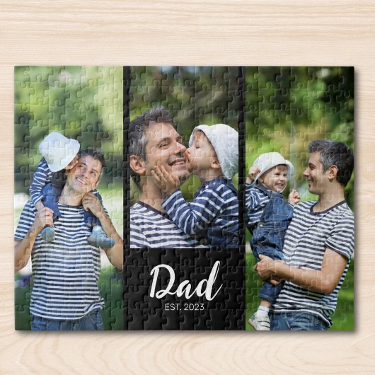 Puzzle Dad Established Modern Script 3 Photo Jigsaw