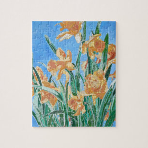Puzzle Daffodiles d'or en fleurs Gras Line Art