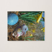 Puzzle Daffodiques et oeuf bleu de Pâques (Horizontal)