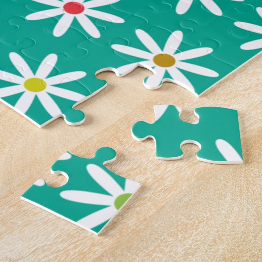 Puzzle Daisy à points sarcelle monogrammée (Côté)