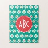 Puzzle Daisy à points sarcelle monogrammée (Vertical)