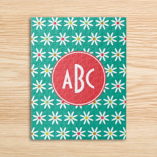Puzzle Daisy à points sarcelle monogrammée