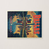 Puzzle Dallas Skyline Retro Travel (Horizontal)