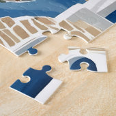 Puzzle d'allée côtière moderne bleu et blanc (Côté)