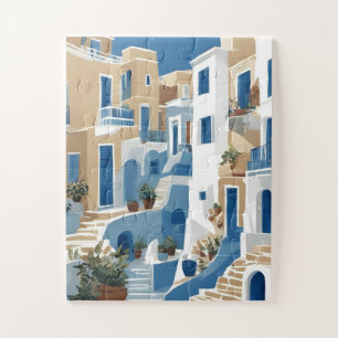 Puzzle d'allée côtière moderne bleu et blanc