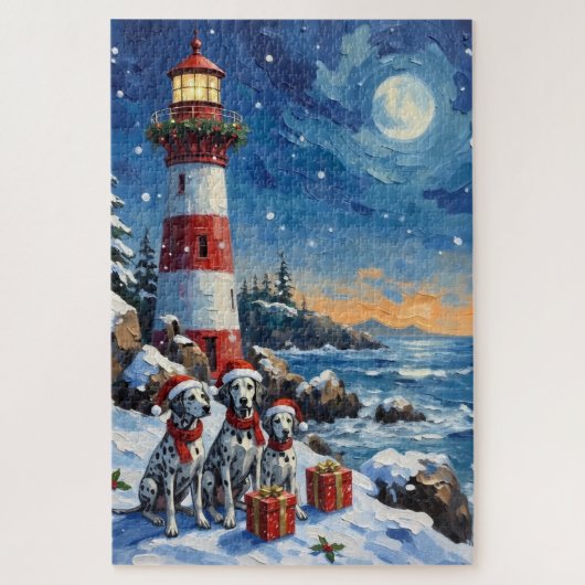 Puzzle Dalmatian Christmas Lighthouse Holiday (Vertical)