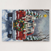 Puzzle Dalmatian Christmas Red Truck Holiday (Horizontal)
