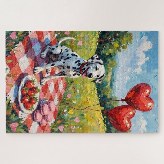 Puzzle Dalmatian Dog Valentine's Day Picnic Feast (Horizontal)