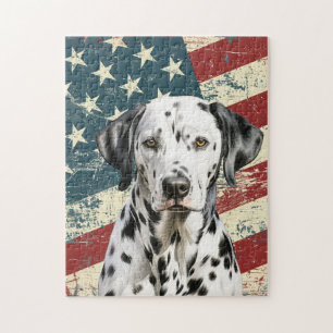 Puzzle Dalmatien au drapeau américain grunge