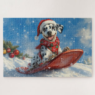 Puzzle Dalmatien en Traîneau Faites Tomber la Neige Noël