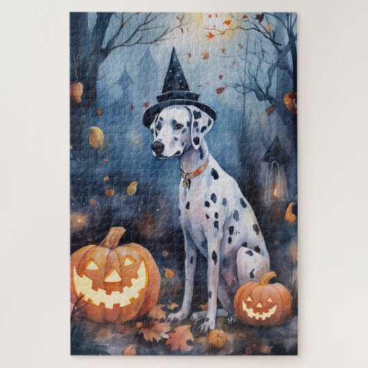 Puzzle Dalmation d'Halloween avec effroi Citrouille (Vertical)