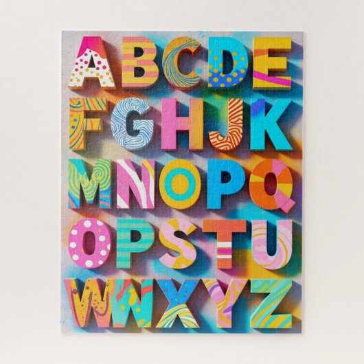 Puzzle d'alphabet coloré avec des lettres manquant (Vertical)