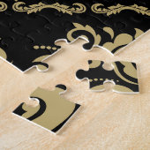 Puzzle Damask Black Gold : Classic Ornament. (Côté)