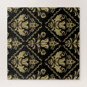 Puzzle Damask Black Gold : Classic Ornament. (Horizontal)