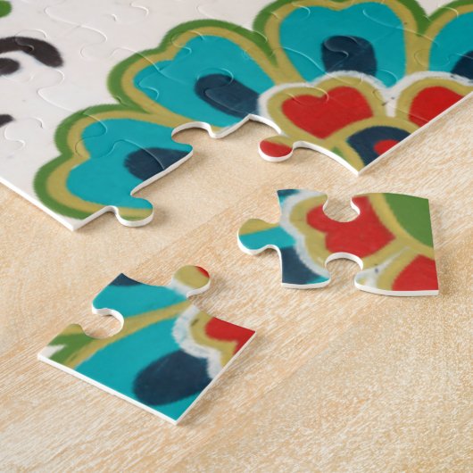 Puzzle Damask Floral Patterns Plum Turquoise (Côté)