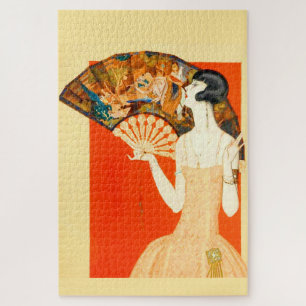 Puzzle dame art déco avec ventilateur