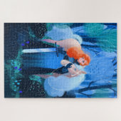 Puzzle Dame avec épée et cheval blanc (Horizontal)