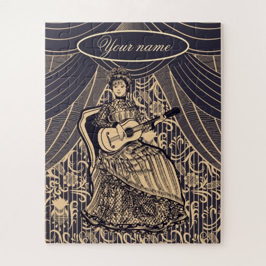 Puzzle Dame avec guitare (Vertical)