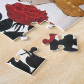 PUZZLE DAME AVEC ROSE ROUGE (Côté)