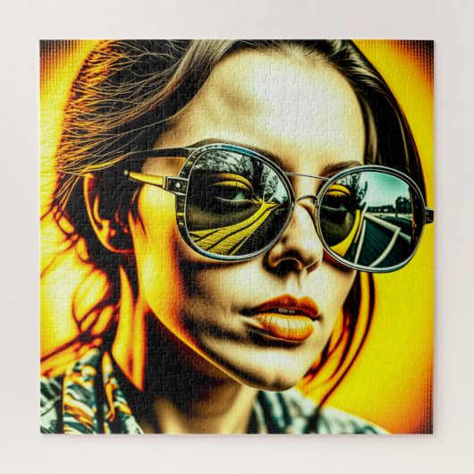 Puzzle Dame cool dans des lunettes de soleil reflet d'une (Vertical)