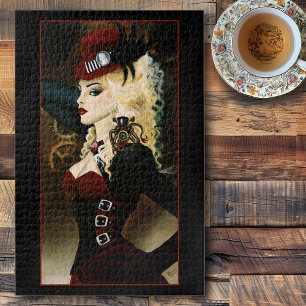 Puzzle Dame Élégante Steampunk Victorienne Rouge à Mécani