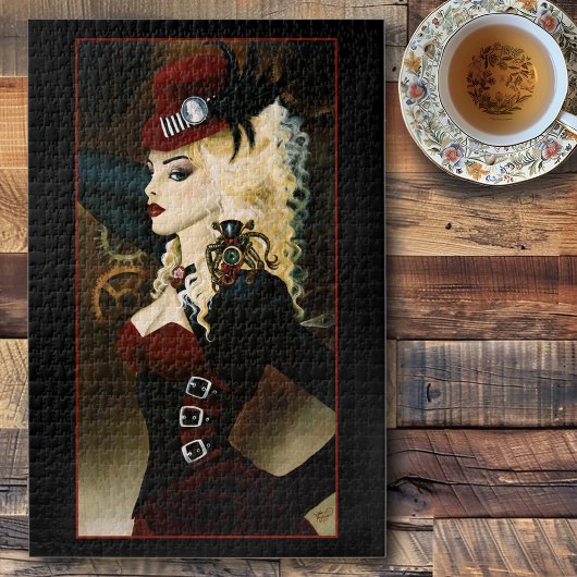 Puzzle Dame Élégante Steampunk Victorienne Rouge à Mécani