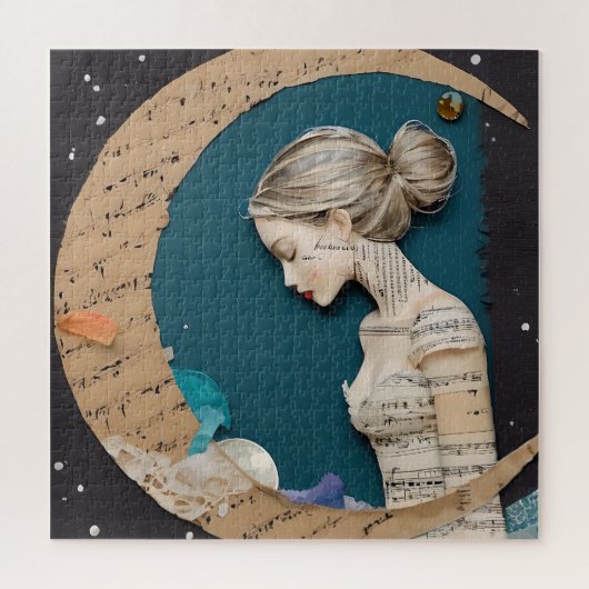 Puzzle Dame et collage de lune (Vertical)