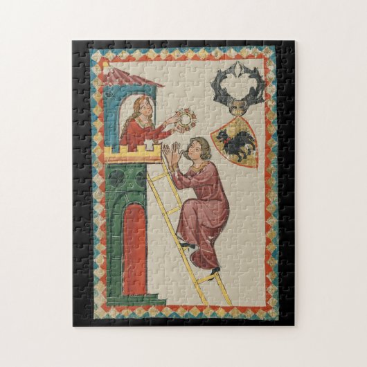 Puzzle Dame offrant un cadeau à un prétendant, 14e siècle (Vertical)