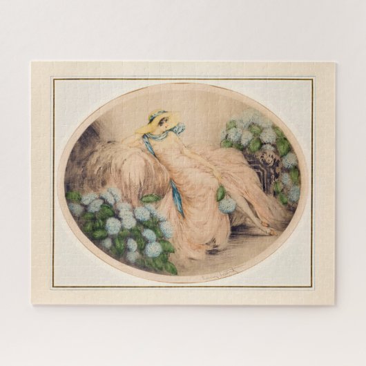 Puzzle Dame rose de Louis Icart (Horizontal)