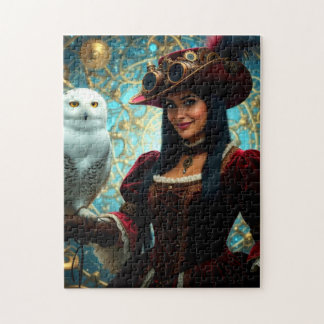 Puzzle Dame Steampunk Voyageant dans le Temps avec Hibou