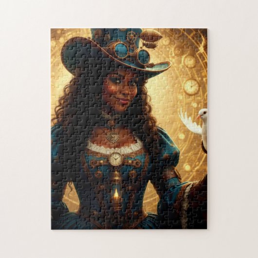 Puzzle Dame Steampunk voyageant dans le temps avec une co (Vertical)