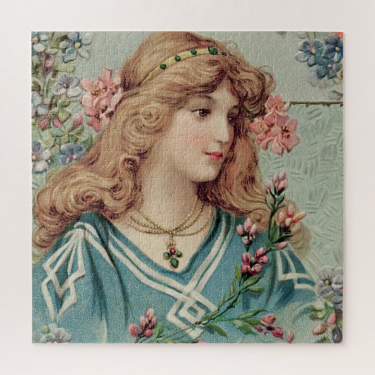 Puzzle Dame victorienne avec fleurs roses dans ses cheveu (Vertical)