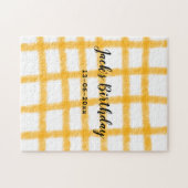 Puzzle damier jaune noir ajouter nom date anniversaire (Horizontal)