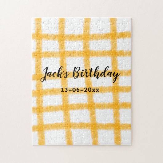Puzzle damier jaune noir ajouter nom date anniversaire (Vertical)