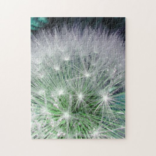 Puzzle Dandelion cool vert et blanc avec gouttes d'eau (Vertical)
