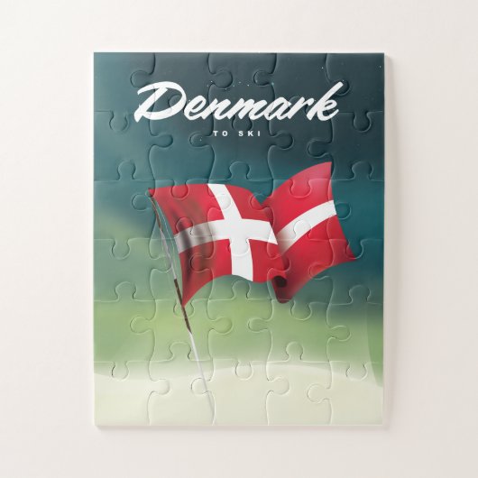 Puzzle Danemark affiche de voyage "Pour skier" (Vertical)