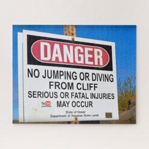 Puzzle DANGER - No Cliff Diving - Hawaii - 16x20 - 520 pc