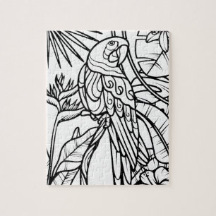 Puzzle d'animaux de perroquet tropical coloré oise