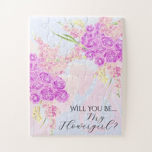 Puzzle Dans le ruban bleu rose et le bouquet de roses - F (Vertical)